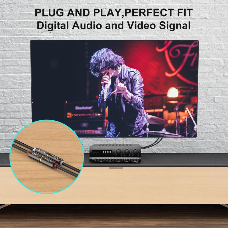 JD 2 RCA Extension Cable, RCA Cable, Gold Plated Copper Shell Heavy Duty 2 RCA Male to Female Stereo Audio Extension Cable for TV, Amplifiers, 20 Feet - Image 4