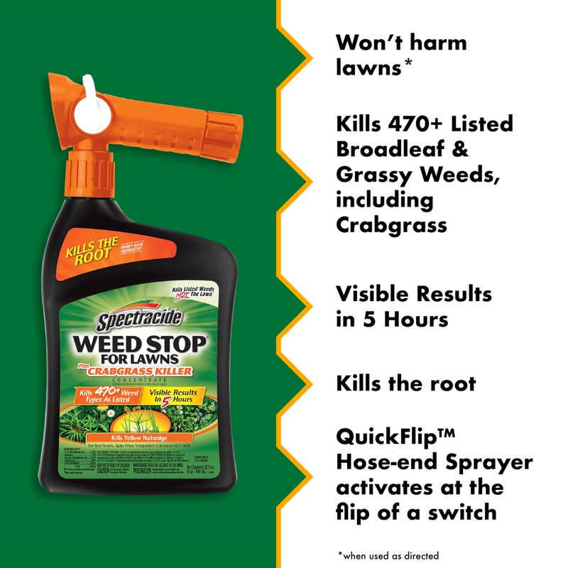 Spectracide Weed Stop For Lawns Plus Crabgrass Killer Concentrate 32 Ounces, QuickFlip Hose-End Sprayer, 6 Pack - Image 2