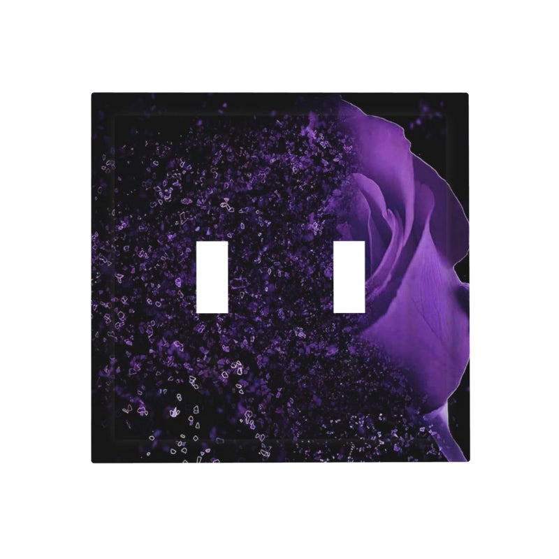 GSRLOD Romantic Purple Rose Flower Floral 2 Gang Mid Size Double Toggle Outlet Light Switch Cover Wall Plate Electrical Faceplate Decorative Dual Device Switchplate - Image 2
