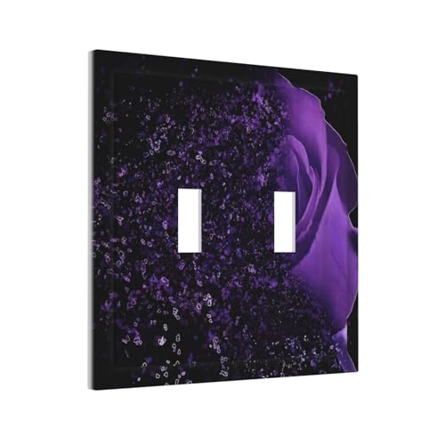 GSRLOD Romantic Purple Rose Flower Floral 2 Gang Mid Size Double Toggle Outlet Light Switch Cover Wall Plate Electrical Faceplate Decorative Dual Device Switchplate - Image 3
