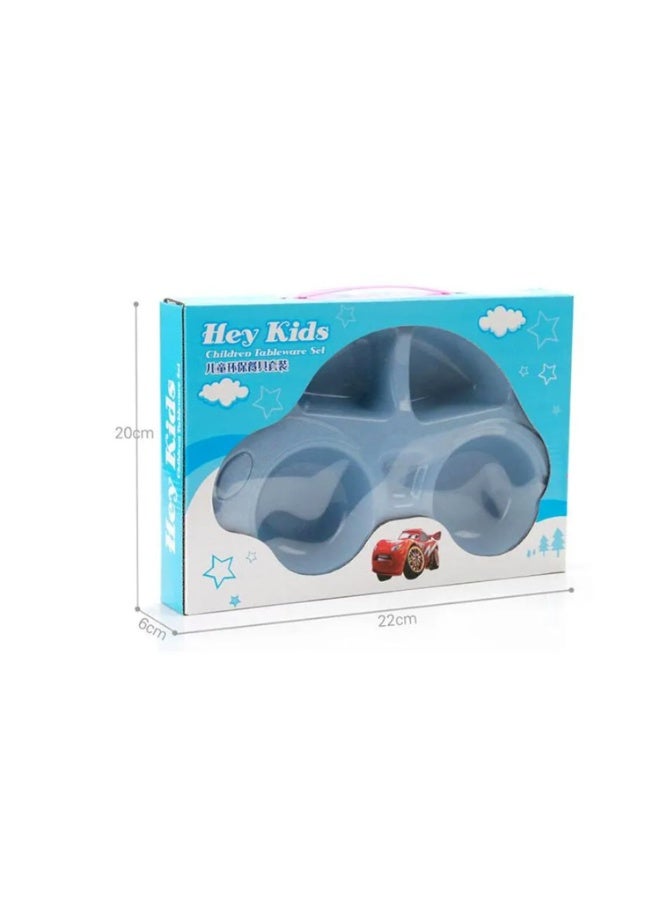 Brain Giggles طبق طعام للأطفال على شكل سيارة من BrainGiggles مع قاعدة مضادة للانزلاق ومجموعة أدوات مائدة - متعة تناول الطعام بدون فوضى في عبوة جذابة - مثالي للأطفال الصغار والأطفال الصغار (أخضر) - Image 4