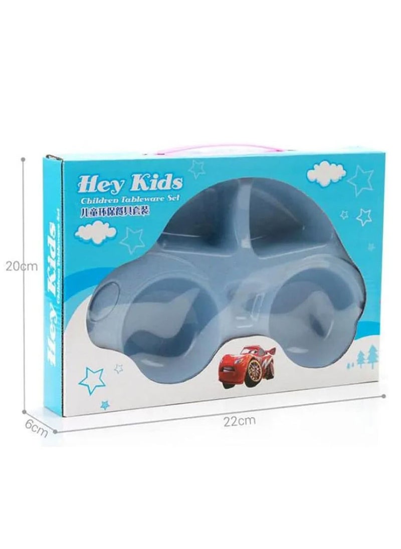 Brain Giggles BrainGiggles Car Shape Baby Food Plate with Anti-Slip Base and Cutlery Set - Mess-Free Mealtime Fun in Attractive Packaging - Ideal for Toddlers and Young Kids (Green)  - Image 5
