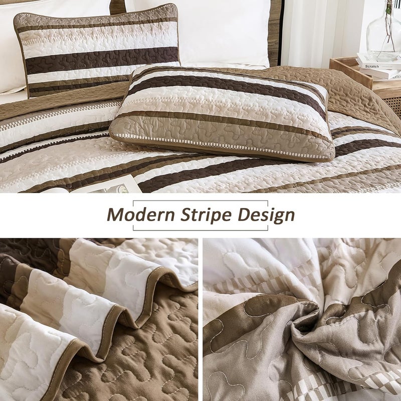 WONGS BEDDING مجموعة بطانيات من WONGS لحجم كوين، بطانية بألوان بنية مخطوطة، بطانيات خفيفة الوزن للصيف، مقاس 96" × 90". - Image 5