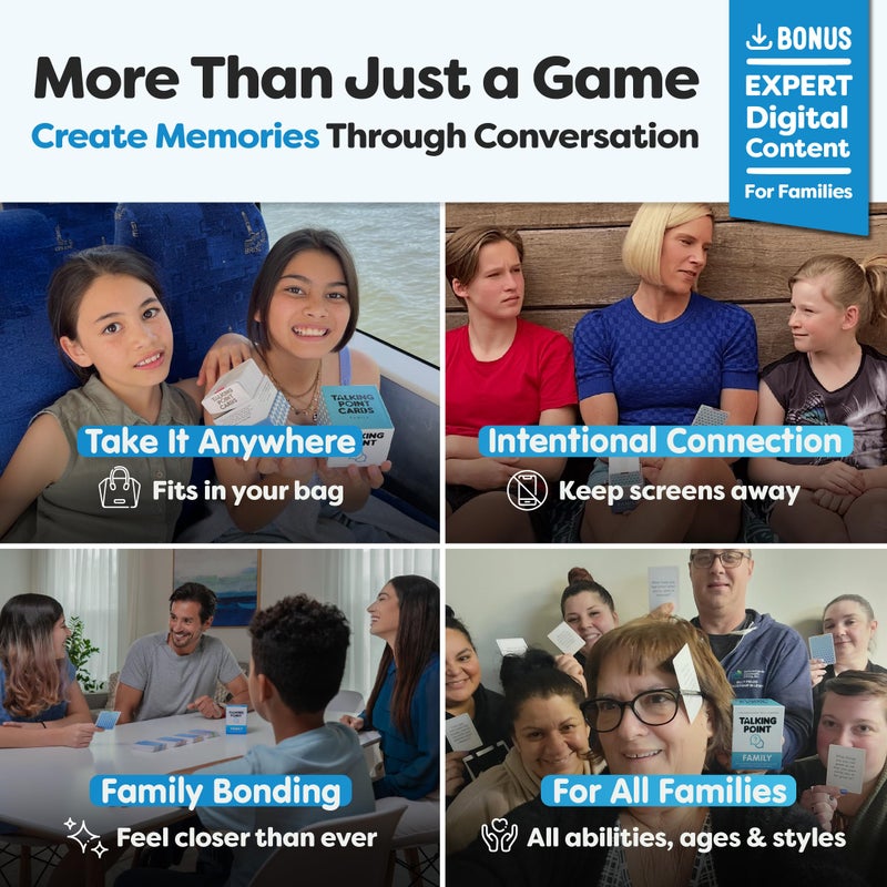 TALKING POINT CARDS 200 Family Conversation Cards - Put Down The Phones & Connect with Family - Get to Know Each Other Better with Meaningful Talk - Let Kids Express Themselves, Great for Dinner Table & Road Trips - Image 4