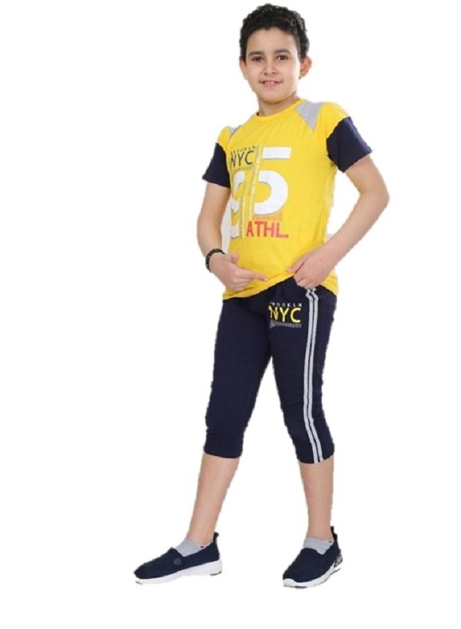 lecoo Boys summer cotton pajamas - suitable for going out, clubbing and home - sizes from 4 to 12years - consisting of a T-shirt and short pants  - Image 3