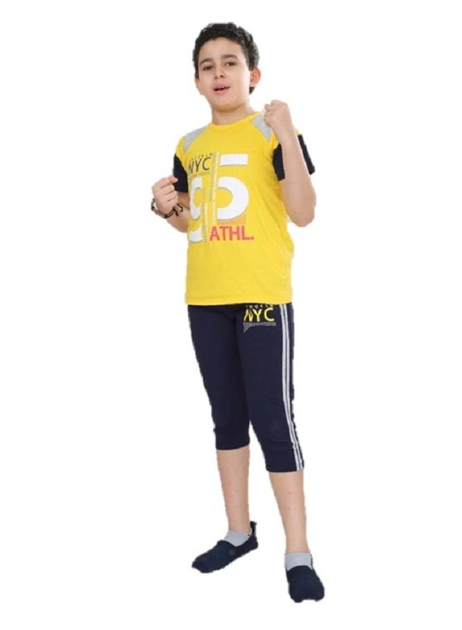 lecoo Boys summer cotton pajamas - suitable for going out, clubbing and home - sizes from 4 to 12years - consisting of a T-shirt and short pants  - Image 2