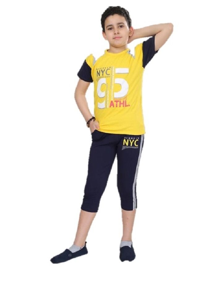 lecoo Boys summer cotton pajamas - suitable for going out, clubbing and home - sizes from 4 to 12years - consisting of a T-shirt and short pants  - Image 4