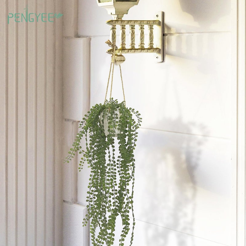 PENGYEE 3 Packs Fake Hanging Plants with Pots  37  Fake Vines for Wall Decor  Mandala Vine  Artificial Plants Indoor/Outdoor for Home Bathroom Bedroom Kitchen Office Room Decor - Image 2