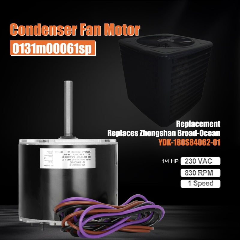 0131M00061SP 1/4 Hp محرك مروحة مكثف يستبدل محرك مروحة مكثف Goodman Zongshan Broad-Ocean Motor YDK-180S84062-01-830 RPM 1-Speed ​​يحل محل Amana Janitrol P/N: 0131M00014PS - Image 2
