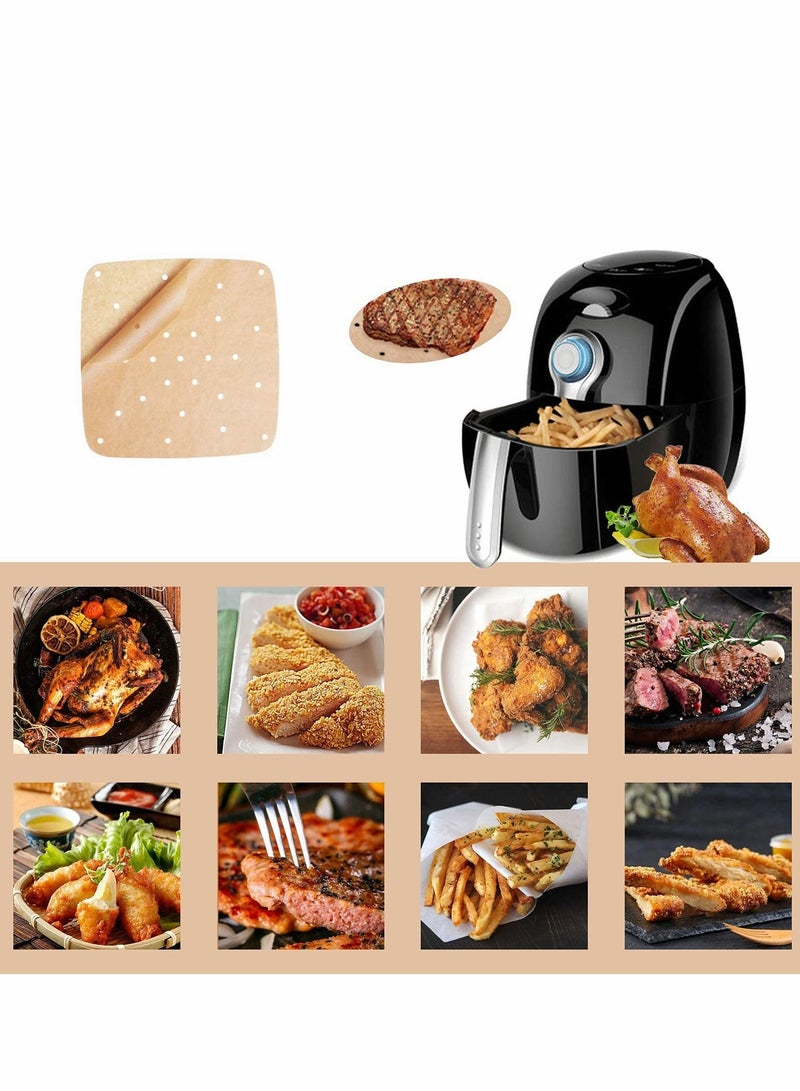 Excefore Air Fryer Parchment Paper 200 Pcs - 8.5 inch Unbleached Square Air Fryer Liners/Steaming Parchment Liner/Perforated Parchment for Air Fryer, Steaming Basket and More(Brown) - Image 3