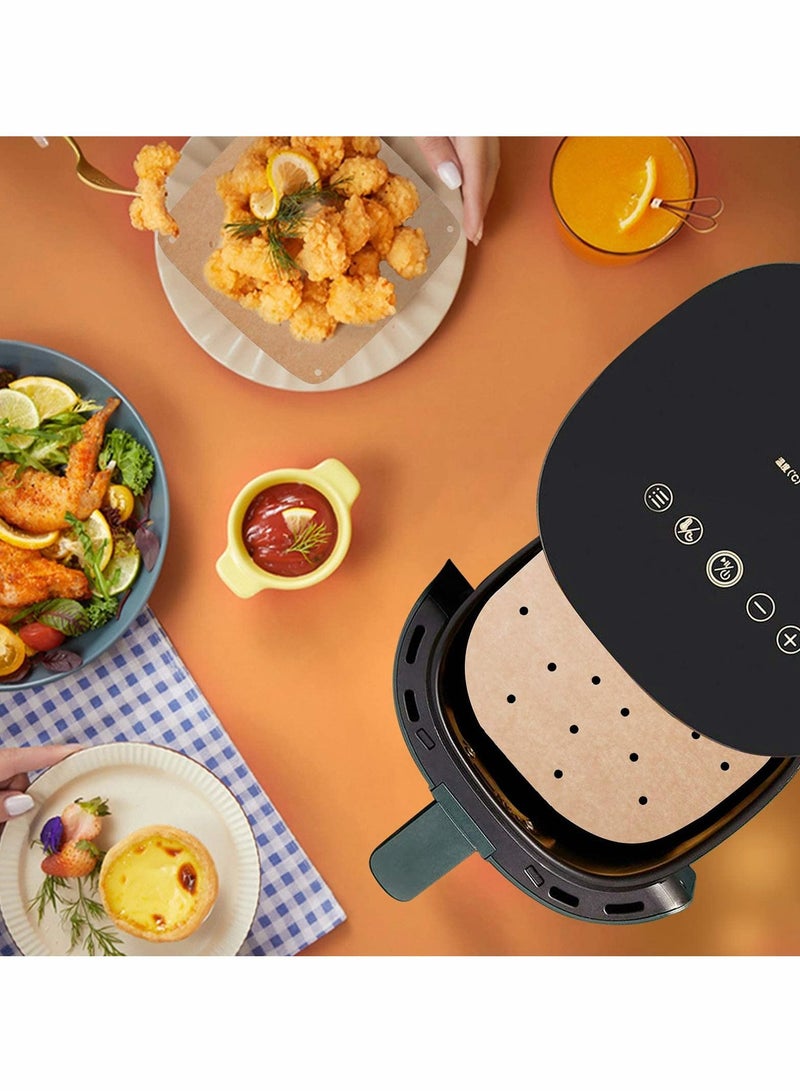 Excefore Air Fryer Parchment Paper 200 Pcs - 8.5 inch Unbleached Square Air Fryer Liners/Steaming Parchment Liner/Perforated Parchment for Air Fryer, Steaming Basket and More(Brown) - Image 2