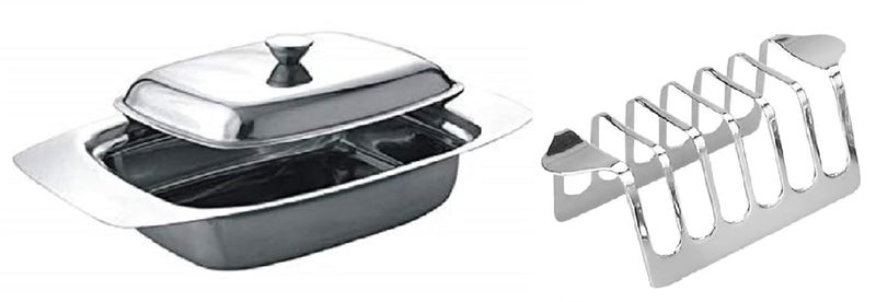 Dynore Stainless Steel Butter Dish with 6 Slit Toast Rack - Image 1