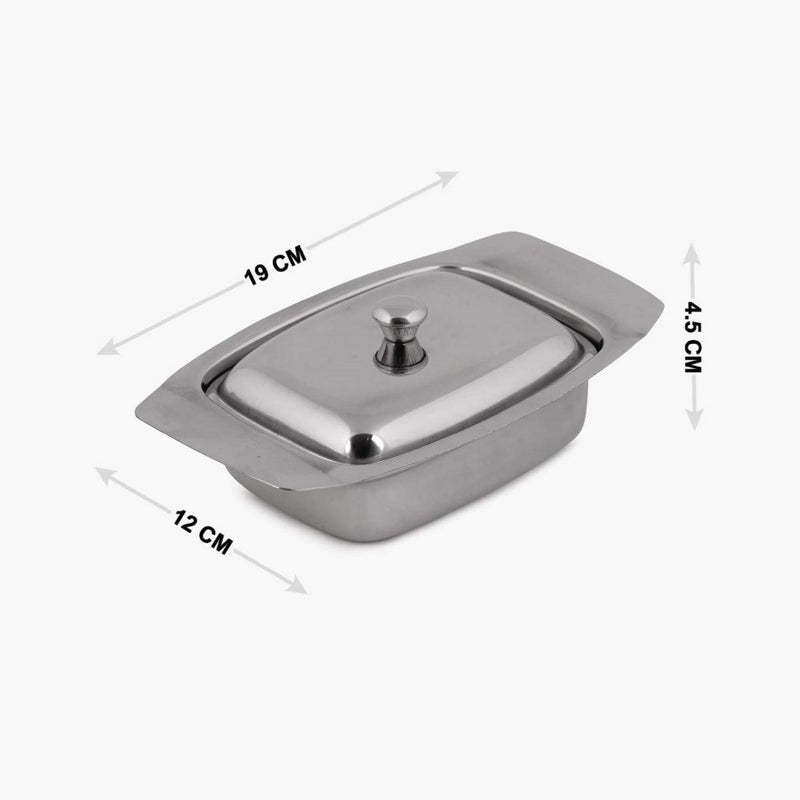 Dynore Stainless Steel Butter Dish with 6 Slit Toast Rack - Image 3