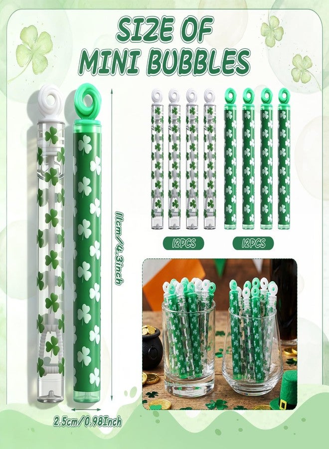 Leitee 24 Pcs St. Patricks Day Party Favors, Mini Bubble Wands White Green Clover Bubble Wands for St. Patricks Day Goodie Bags Piñata Stuffers Carnival Parade - Image 2