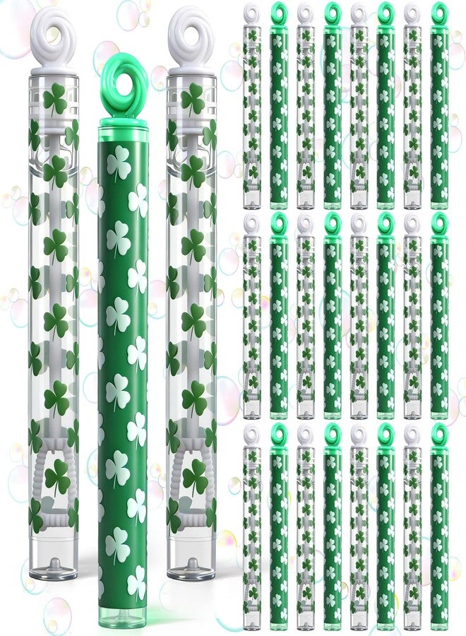 Leitee 24 Pcs St. Patricks Day Party Favors, Mini Bubble Wands White Green Clover Bubble Wands for St. Patricks Day Goodie Bags Piñata Stuffers Carnival Parade - Image 1