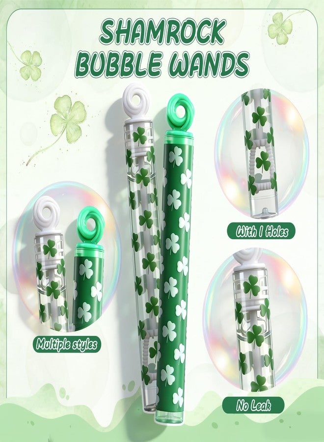 Leitee 24 Pcs St. Patricks Day Party Favors, Mini Bubble Wands White Green Clover Bubble Wands for St. Patricks Day Goodie Bags Piñata Stuffers Carnival Parade - Image 3