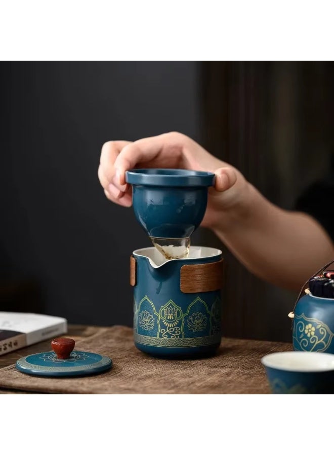 Aijmil Teacup Set,3 Ceramic Teacups with Storage Bag, Gold Woodgrain Teacup Set, 3 Teacups 1 Tea Canister 1 Teapot, Perfect for Home, Office and Restaurant Use - Image 5