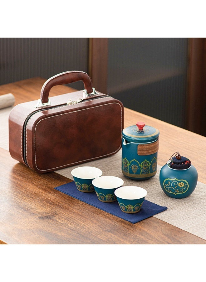 Aijmil Teacup Set,3 Ceramic Teacups with Storage Bag, Gold Woodgrain Teacup Set, 3 Teacups 1 Tea Canister 1 Teapot, Perfect for Home, Office and Restaurant Use - Image 2
