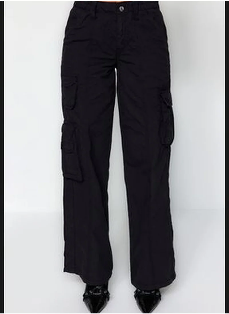 trendyol Black High Waist Wide Leg Jeans with Cargo Pocket TWOAW24JE00215