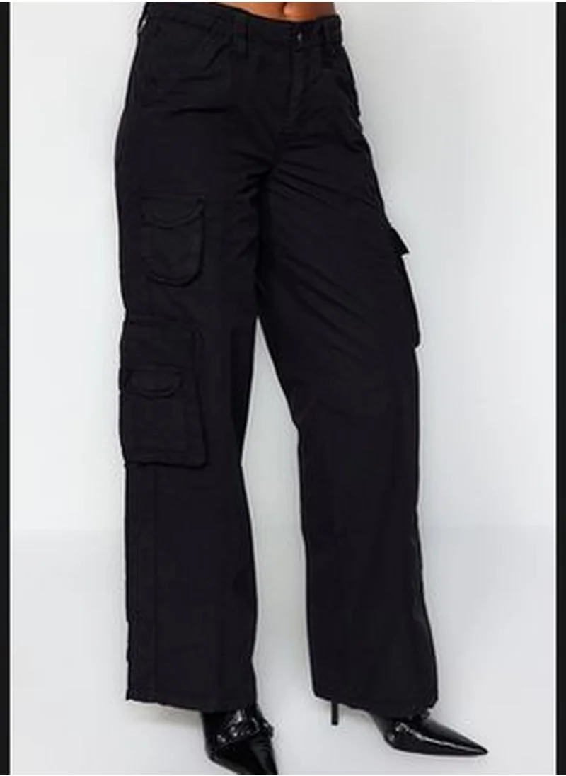 trendyol Black High Waist Wide Leg Jeans with Cargo Pocket TWOAW24JE00215
