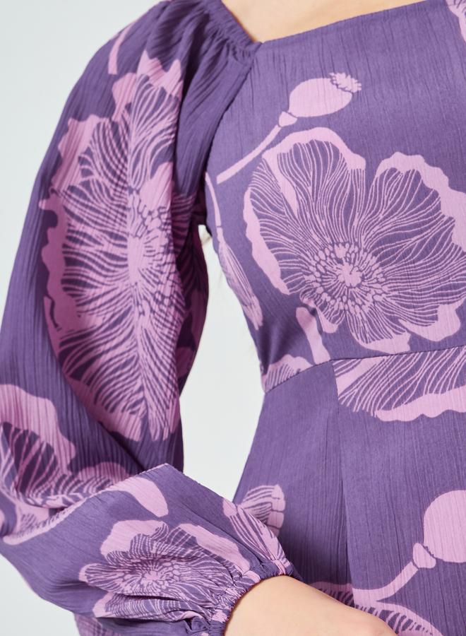 Styli Lilac Floral Square Neck Maxi Dress - Image 4