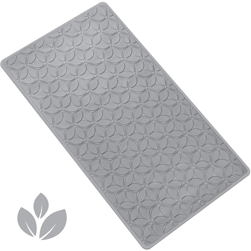 WRISIN Bathtub Mat Non Slip with Suction Cups - 100% Rubber Bathroom Mat Textured for Bath Tub Shower Safety - Soft on Touch - BPA/PVC Free - Pet Dog Bath Mat - Machine Washable - 16 Ã— 28 Inchï¼ˆGrayï¼‰ - Image 1