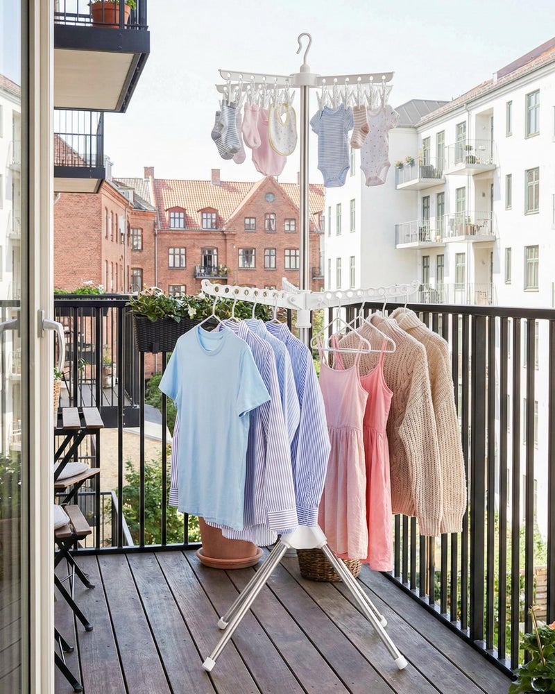 VewePata Foldable Clothes Drying Rack - 2 Tier Laundry Drying Rack, Portable Clothing Rack with Rotating Clothes Rail with 24 Clips and 3 Rotatable Arms, Suitable for Flats and Small Rooms - Image 4
