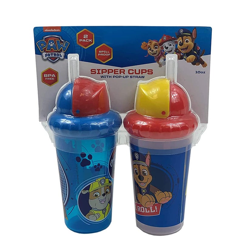 Cudlie Paw Patrol Baby Boy 2 Pack 10 oz Pack of Sippy Cups with Straw Easy Close Lid