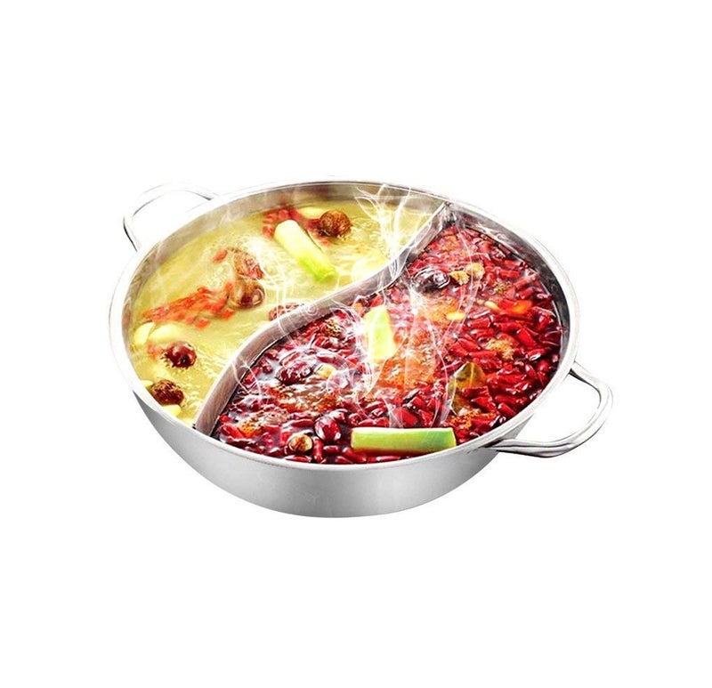 Olpad Durable Stainless Steel Hot Pot - Versatile and Stylish for Home and Restaurant Elegant Stainless Steel Hot Pot - Non-Stick, Easy to Clean for Hot Pot, Soup, and Stews - Image 1