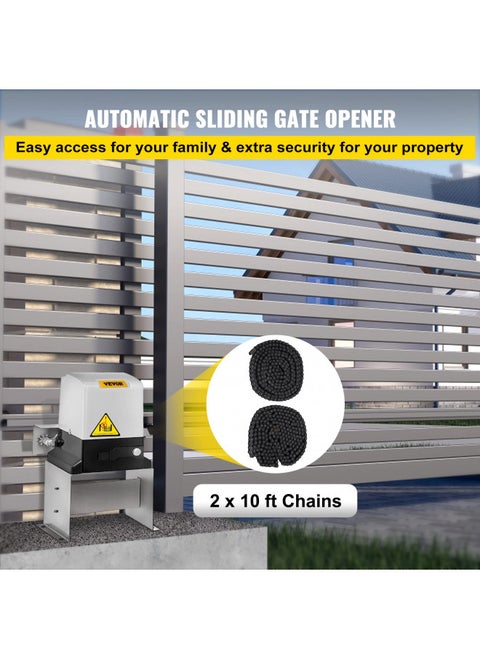Happybuy Automatic Sliding Gate Opener 1400LBS with 2 Remote Controls, Gate Operator Hardware Kit for Security, Move Speed 43ft Per Min, Electric Rolling Driveway Slide Gate Motor