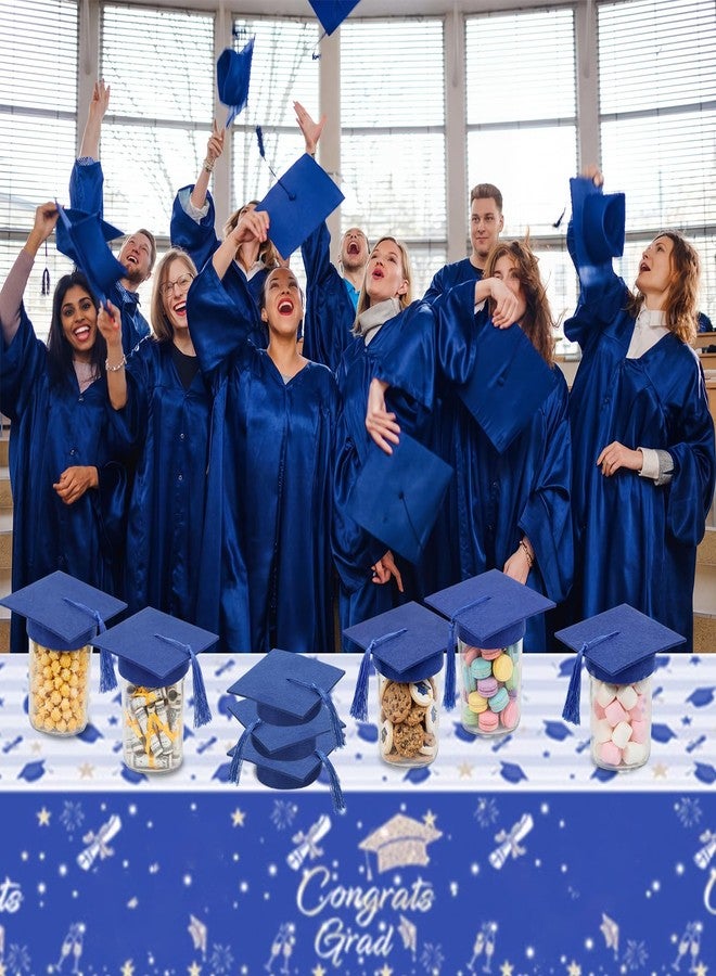 Mindsoft 24 Pcs 4.72'' Large 2026 Graduation Cap Decorations Mason Jar Lid with Tassels Wide Grad Hat Mason Can Toppers for 2026 Graduation Party Table Gift Photo Prop Decoration (Blue) - Image 3