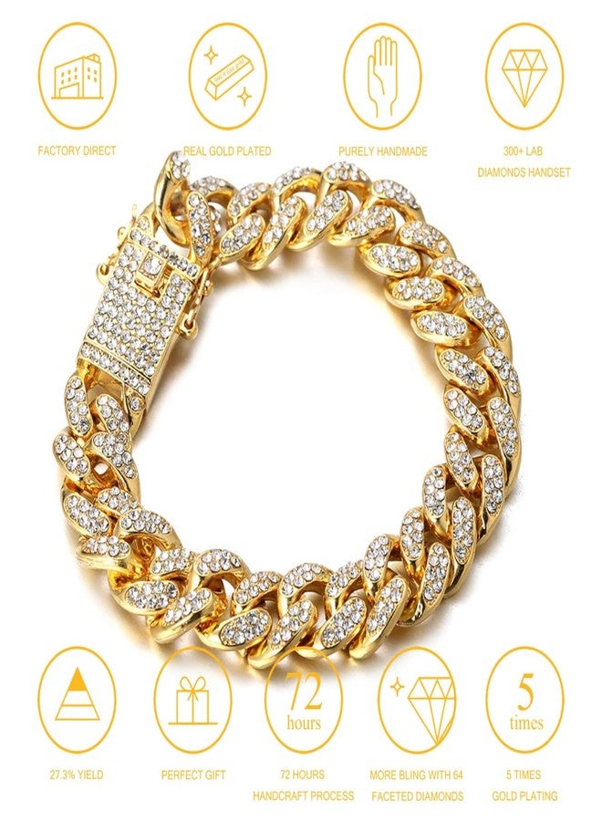 Halukakah Gold Chains for Boys - TYCOON JUNIOR - Kid's 14MM Diamond Cuban Link Chain,18k Real Gold Plated Bracelet 7",Prong Set Lab Diamonds,Fits Ages 8-16 Y/O. Comes with Giftbox - Image 3