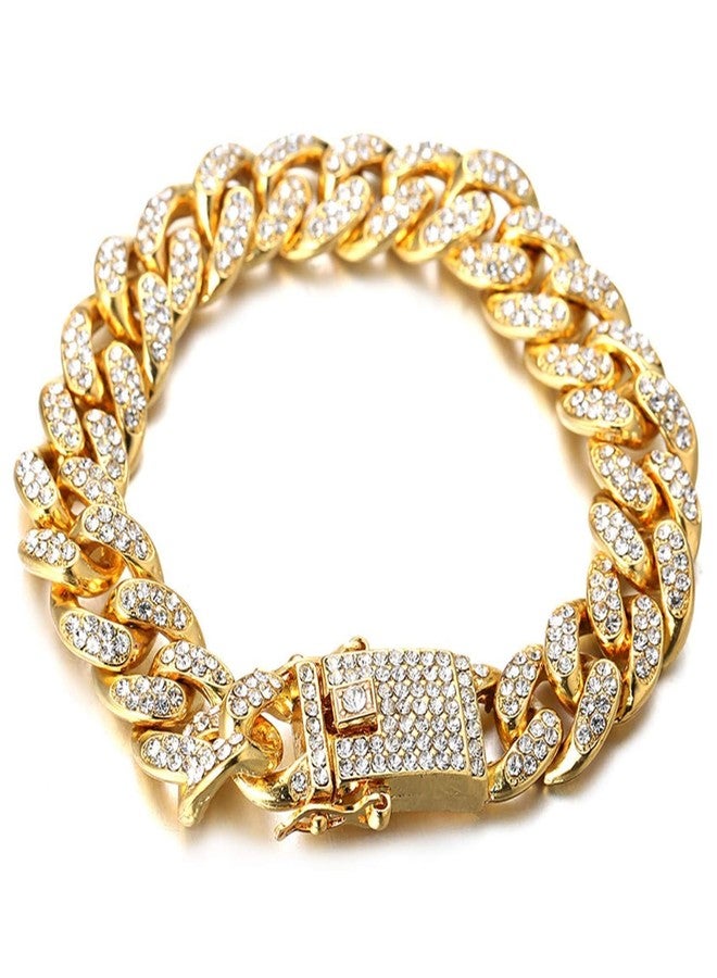 Halukakah Gold Chains for Boys - TYCOON JUNIOR - Kid's 14MM Diamond Cuban Link Chain,18k Real Gold Plated Bracelet 7",Prong Set Lab Diamonds,Fits Ages 8-16 Y/O. Comes with Giftbox - Image 1