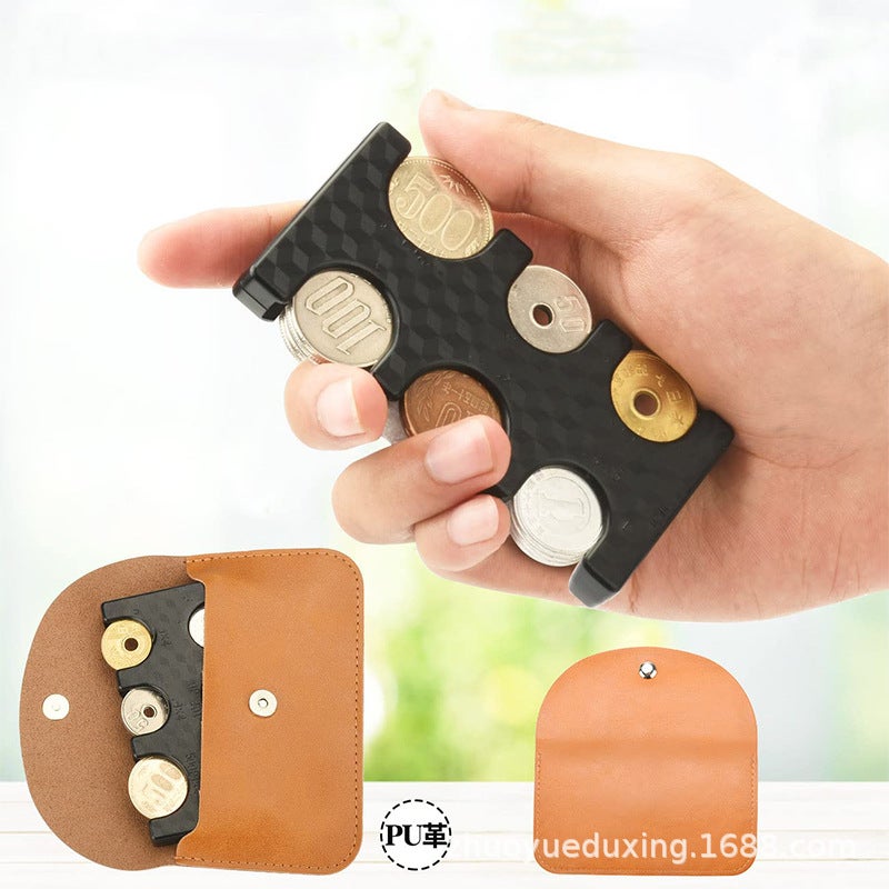 Japanese New Leather Coin Purse Lettering Card Holder Card Holder Pocket Portable Plastic Coin Classification Folder - Image 2