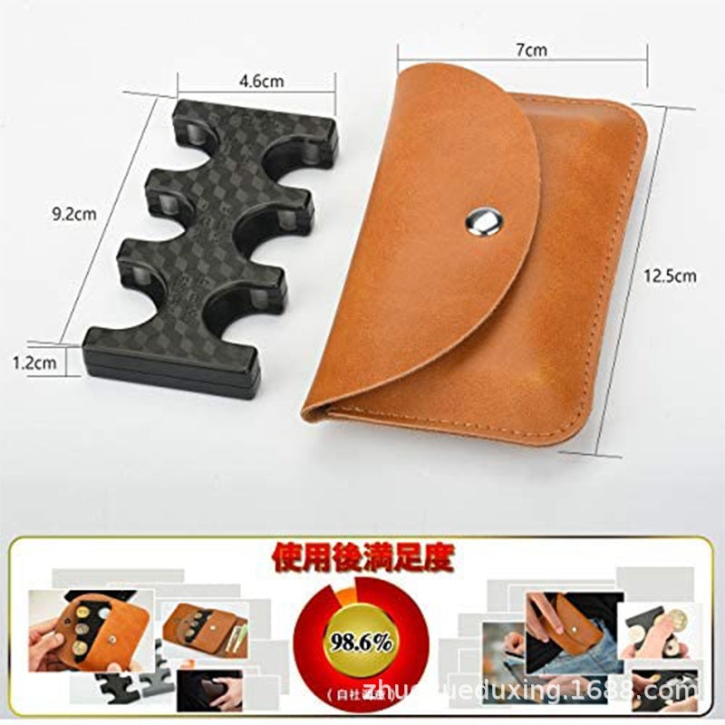 Japanese New Leather Coin Purse Lettering Card Holder Card Holder Pocket Portable Plastic Coin Classification Folder - Image 4