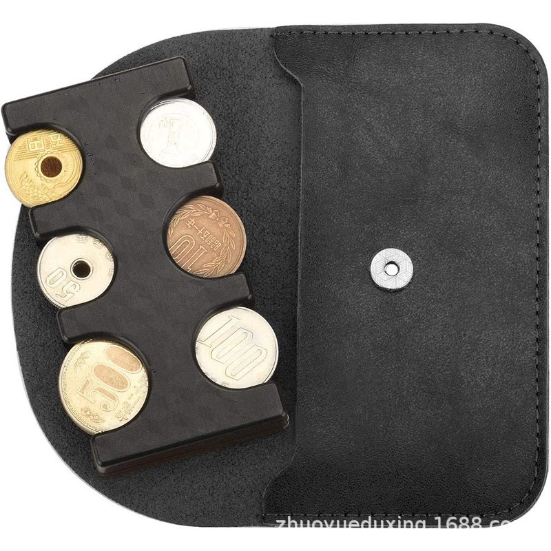 Japanese New Leather Coin Purse Lettering Card Holder Card Holder Pocket Portable Plastic Coin Classification Folder - Image 1