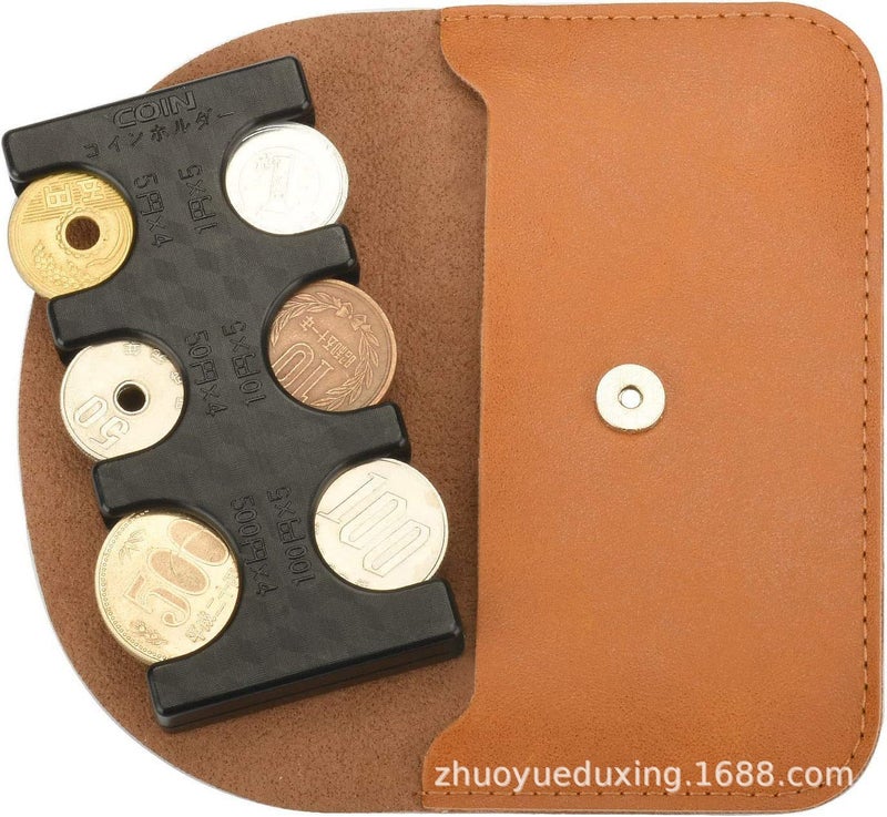 Japanese New Leather Coin Purse Lettering Card Holder Card Holder Pocket Portable Plastic Coin Classification Folder - Image 5