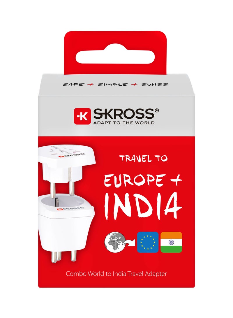 SKROSS Travel Adapter – Travel Essentials International Plug Adapter Combo World to India Single adapter