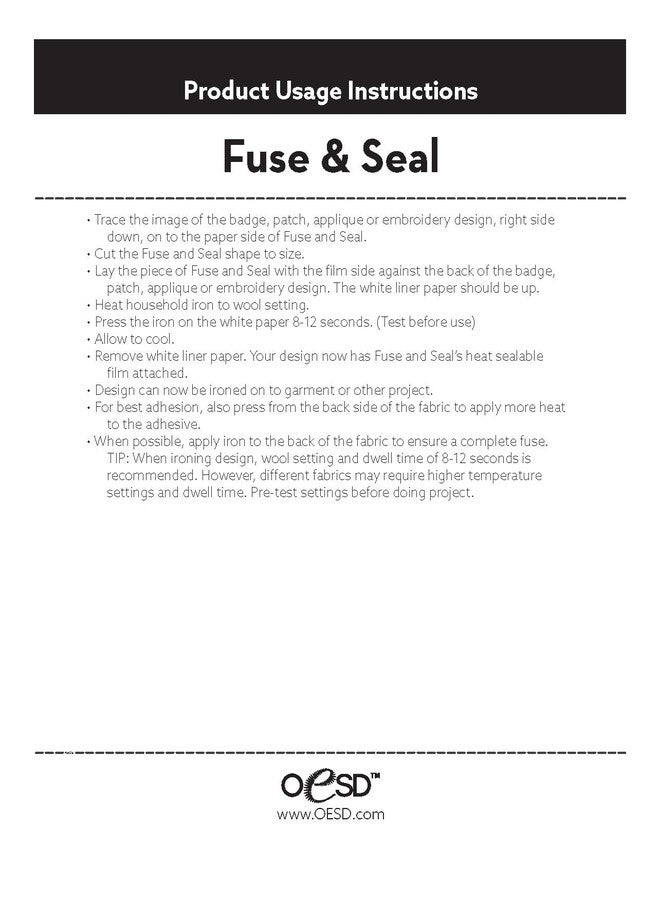 OESD Fuse and Seal Embroidery Backing 8" x 10" - 20 Sheets - Image 3