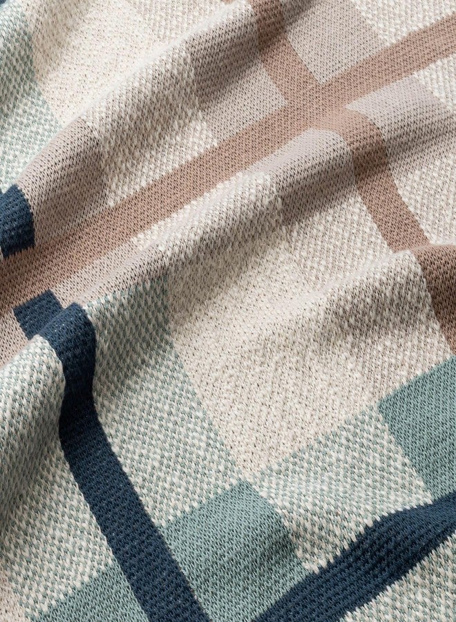 كرين بيبي بطانية أطفال محبوكة من Crane Baby، مجموعة Charlie Farmhouse Plaid، بطانيات قطنية، بطانية سرير أطفال، بطانيات عربات أطفال، ديكورات حضانة مناسبة للجنسين، لحاف أطفال محبوك - Image 3