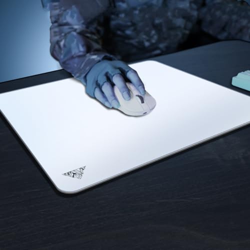 Ruolan Glass Mousepad XXL-15.75x17.72inch Tempered Glass Gaming Mouse Mat-Ultra-Smooth Micro-Etched Surface - Dirt and Scratch-Resistant - Anti-Slip Base (White) - Image 1