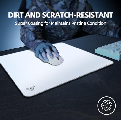 Ruolan Glass Mousepad XXL-15.75x17.72inch Tempered Glass Gaming Mouse Mat-Ultra-Smooth Micro-Etched Surface - Dirt and Scratch-Resistant - Anti-Slip Base (White) - Image 2