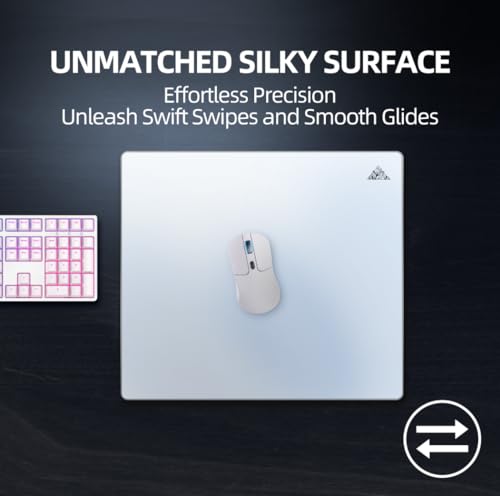 Ruolan Glass Mousepad XXL-15.75x17.72inch Tempered Glass Gaming Mouse Mat-Ultra-Smooth Micro-Etched Surface - Dirt and Scratch-Resistant - Anti-Slip Base (White) - Image 4