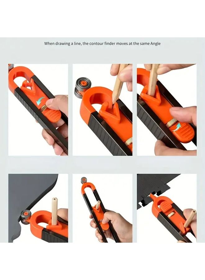 Orange Black Multi Angle Measuring Ruler Set Durable Plastic Contour Gauge For Woodworking - Image 2
