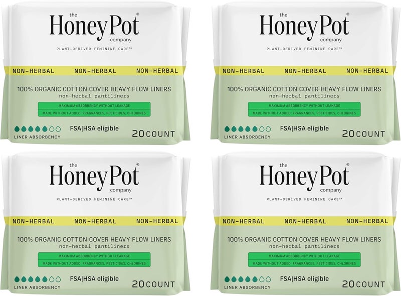 the Honey Pot company شركة هاني بوت - 80 قطعة - فوط صحية ثقيلة غير عشبية للنساء مع أجنحة - غلاف قطن عضوي ونواة فائقة الامتصاص - فوط صحية - رعاية أنثوية - مؤهلة لـ FSA و HSA