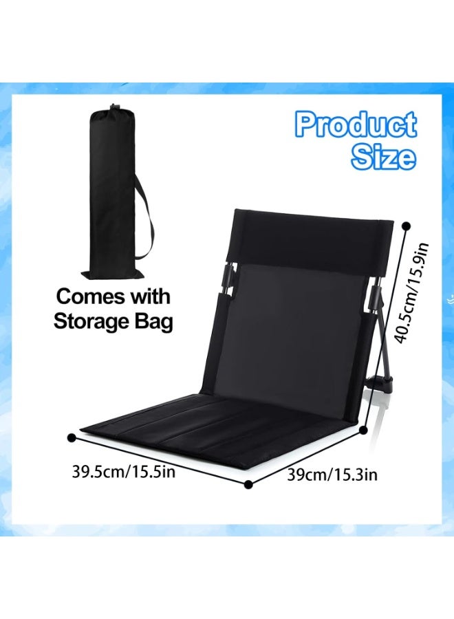 تابيت كرسي تخييم قابل للطي وخفيف الوزن مع مسند ظهر، مقعد أرضي مريح للنزهات في الهواء الطلق، مناسب لحمام السباحة والشاطئ والنزهات، مع حقائب تخزين (أسود) - Image 2