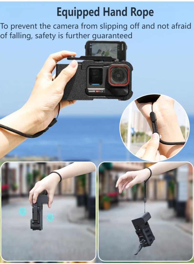 Luckam Street Photography Camera Side Handle Grip, Shutter Button Grips for Insta 360 Ace Pro 2, Travel Vlogging Camera Handle for Insta 360 Ace Pro and Ace Action Cameras (Black) - Image 4