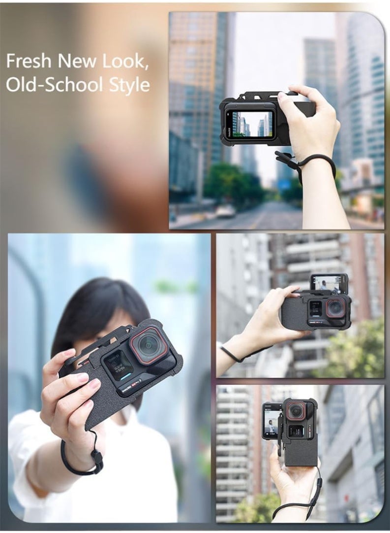 Luckam Street Photography Camera Side Handle Grip, Shutter Button Grips for Insta 360 Ace Pro 2, Travel Vlogging Camera Handle for Insta 360 Ace Pro and Ace Action Cameras (Black) - Image 2