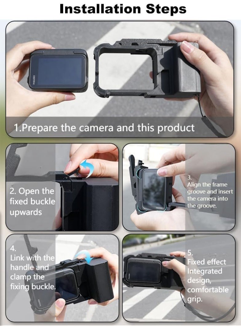 Luckam Street Photography Camera Side Handle Grip, Shutter Button Grips for Insta 360 Ace Pro 2, Travel Vlogging Camera Handle for Insta 360 Ace Pro and Ace Action Cameras (Black) - Image 5