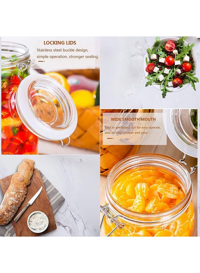 OLWICK 2 Pcs Air Tight Glass Storage Containers With Steel Clamp Lid And Silicon Seal/Glass Jars/Kitchen Storage Containers/Cookie Jar (Round, 750 Ml, Transparent) - Image 5